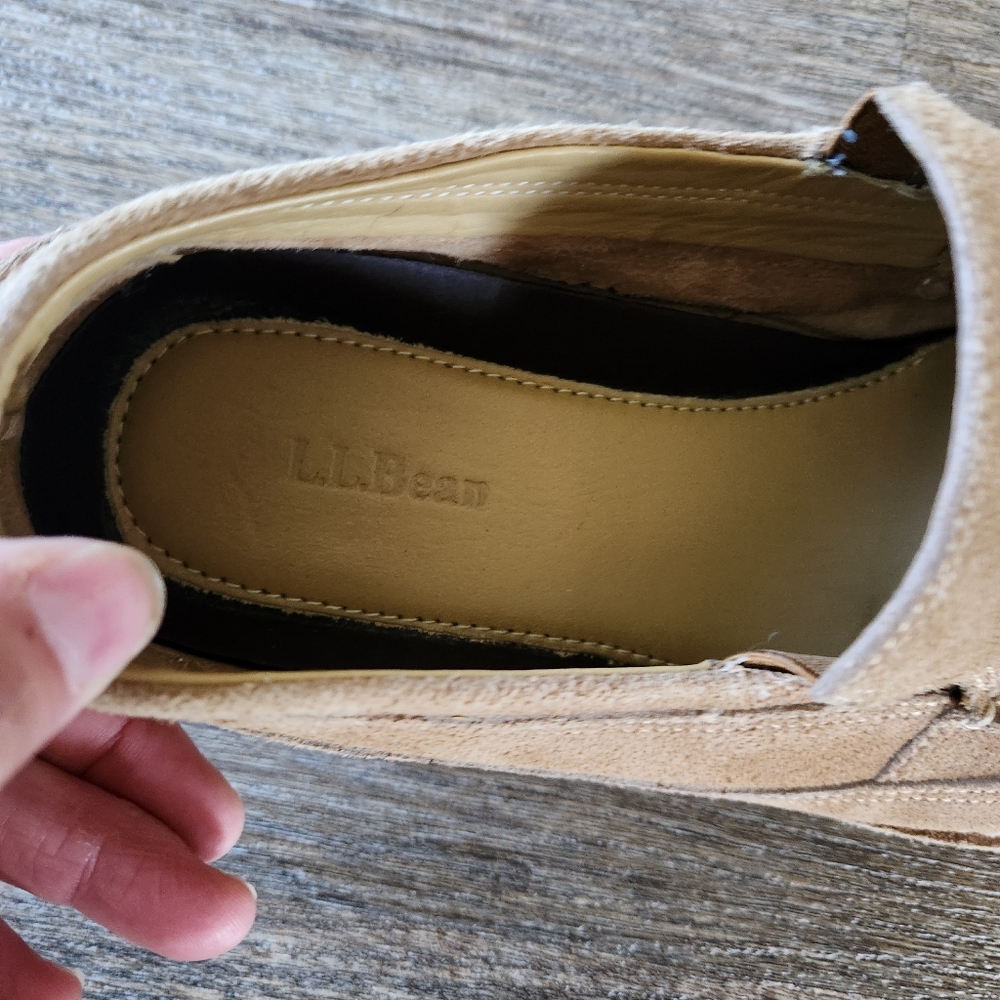 L.L. Bean Men's Light Brown Suede Slip-On Loafers Sz 9 - Picture 7 of 8